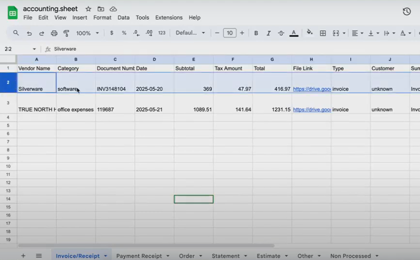 screenshot of AI Bookkeeper